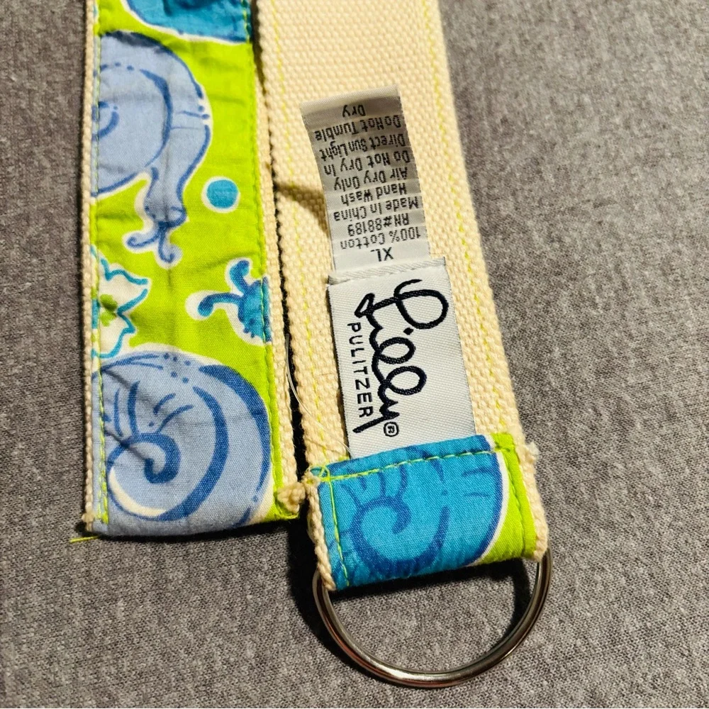 Lilly Pulitzer Blue and Green Canvas Belt 100%Cotton